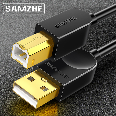 SAMZHE USB2.0 кабель для принтера USB 2,0 Тип A штекер к B Штекер кабель для синхронизации данных для принтера HP Canon Epson ► Фото 1/6