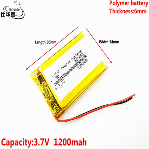 3.7 В 1200 мАч литий-полимерный lipo Перезаряжаемые Батарея с JST разъем для GPS DVD мобильное видео игра Pad E книги 603450 ► Фото 1/1