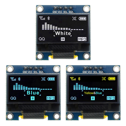 Органический светодиодный модуль 0,96 дюйма, 1 шт., 4 контакта, 0,96 дюйма, белый/синий/желтый/синий ► Фото 1/6