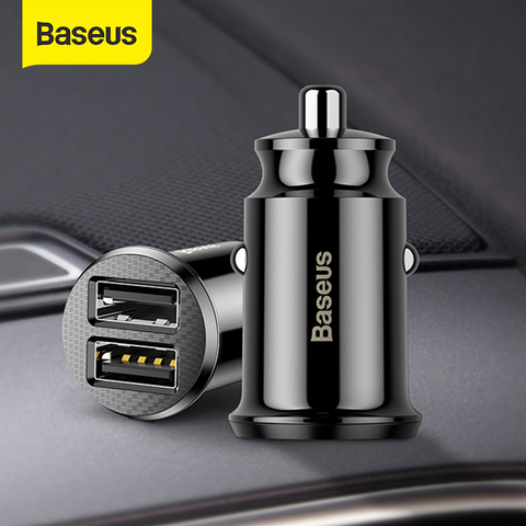Baseus 12V Dual USB 3.1A Автомобильное зарядное устройство для Iphone Samsung Быстрая зарядка Mini Авто автомобильное зарядное аксессуары ► Фото 1/6
