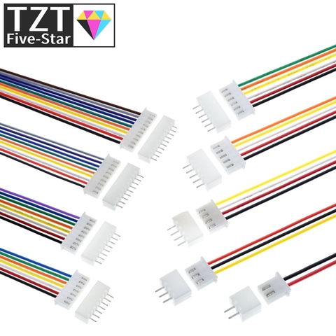 Коннектор для кабеля JST XH2.54 XH 2,54 мм, Штекерный разъем 2/3/4/5/6/7/8/9/10, 20 см, длина провода 26AWG, 10 комплектов ► Фото 1/6