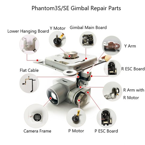 Для DJI Phantom3S/SE Gimbal запасные части для Phantom3S/SE Запасные Запчасти для дрона ► Фото 1/6
