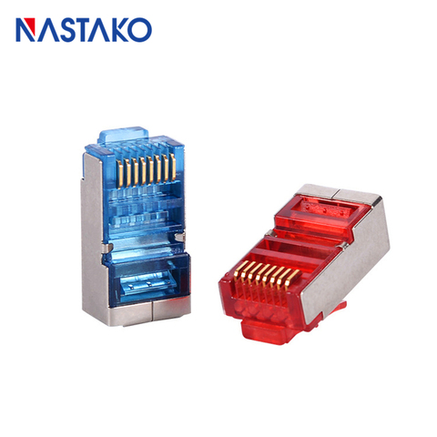 Разъем NASTAKO Cat5e Cat6 rj45, сетевой разъем cat6, разъем rj45, металлические экранированные модульные клеммы jack ► Фото 1/6