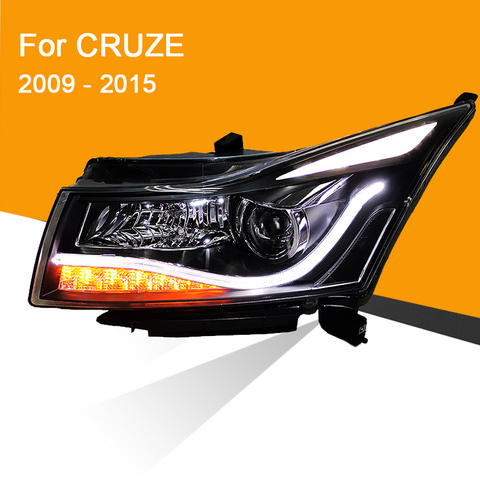 1 пара, налобный светильник в сборе для Chevrolet Cruze 2009-2015, левый и правый, светодиодный светильник DRL, Токарный сигнал ► Фото 1/6