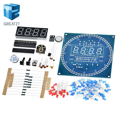 Вращающийся светодиодный дисплей GREATZT DS1302, будильник, электронные часы, модуль, набор для самостоятельной сборки, светодиодный дисплей температуры для arduino ► Фото 1/6