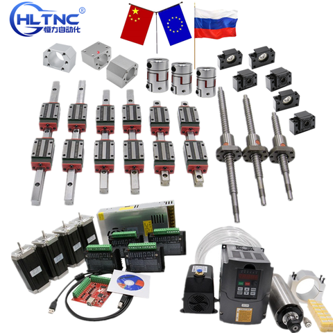 Комплект ЧПУ для оси x y z, HGR20, HGW20CC, HGH20CA, sfu 1605, SFU1610, 200 мм, набор 1500, шариковый винт, квадратный линейный рельс для сцены ► Фото 1/6