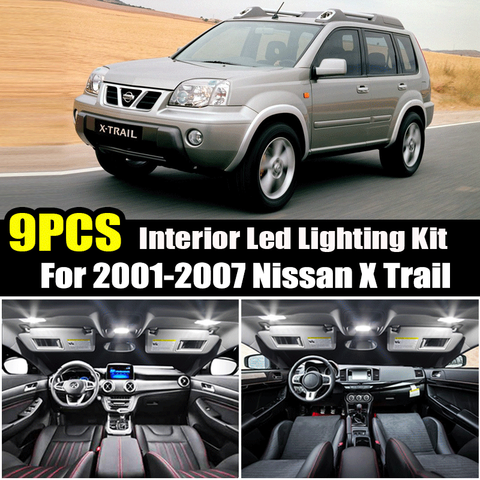 Для Nissan X Trail T30 2001 2002 2003 2004 2005 2006 2007 9 шт. без ошибок светодиодный светильник для салона автомобиля ► Фото 1/6