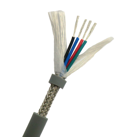 Тянущийся кабель управления цепью экранированный ультра гибкий 4 жильный 0,2, 0,3 мм м² серый буксирный кабель 1 м (24, 22AWG) ► Фото 1/6