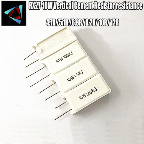 Вертикальный цементный резистор RX27- 10 Вт кв. м, сопротивление 4.7R 5.1R 6.8R 8.2R 10R 12R Ом ► Фото 1/1