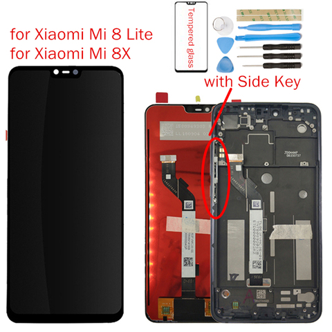 ЖК-дисплей с рамкой для Xiaomi Mi 8 Lite/ Mi 8X, сенсорный ЖК-дисплей с цифровым преобразователем в сборе, запасные части с 10-точечным сенсорным экраном ► Фото 1/5
