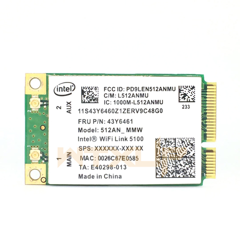 5100AGN 512AN_MMW беспроводной 2,4G 5G 300 Мбит/с Mini PCI-E Wi-Fi беспроводной локальной сети для Lenovo Y450 Y450A G450 G450L G450A G450LX K29 INTEL 5100 ► Фото 1/3