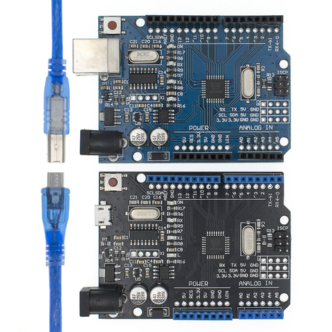 UNO R3 CH340G + MEGA328P SMD чип 16 МГц для Arduino UNO R3 плата разработки USB кабель ATEGA328P один комплект ► Фото 1/6