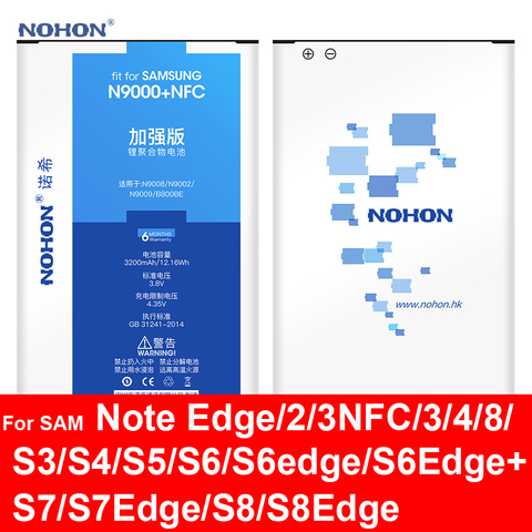 Nohon Батарея для samsung Galaxy Note 3 2 8 Edge Note 4 Note3 S3 S4 S5 S6 S7 S8 Edge + Note8 Note4 Note2 S6Edge для SAM батареи ► Фото 1/6