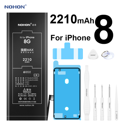 Nohon батарея для iPhone 8 iPhone8 2110mAh-2210mAh Высокая емкость литий-полимерная батарея для Apple iPhone 8 батареи с инструментами 2022 ► Фото 1/6