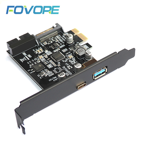 USB 3,1 адаптер PCI express карты USB3.1 Тип C 19pin 19 pin USB на передней панели 3,0 PCI-e контроллер USB3 pcie x1 конвертер карты расширения ► Фото 1/6