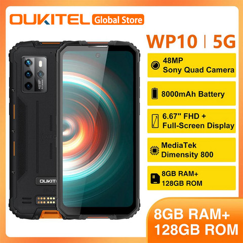 OUKITEL WP10 6,67 ''Full HD Android 10,0 Hellio P35 Octa Core 8000 мА/ч, 48MP Quad Camera 8 ГБ 128 IP68 прочный мобильный телефон ► Фото 1/6
