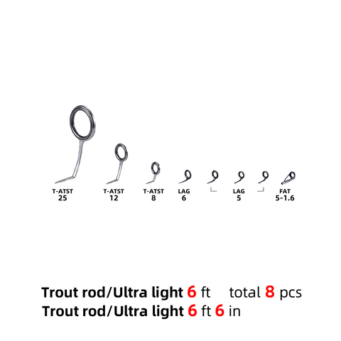 Набор для удочки-форели NooNRoo, ультралегкий набор с 6 'направляющими для удочки, набор с кольцом SIC, направляющая из нержавеющей стали, аксессу... ► Фото 1/1