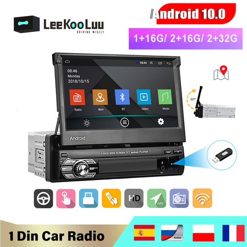 LeeKooLuu Android 10,1 1din четырехъядерный Автомобильный GPS-навигатор плеер 7 ''автомобильный радиоприемник WiFi Bluetooth MP5 1 DIN мультимедийный плеер без DVD ► Фото 1/6