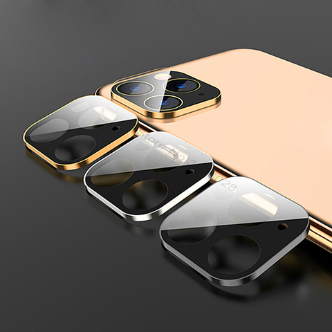 Чехол для объектива камеры с полным покрытием, защитное металлическое кольцо + закаленное стекло для iPhone 11 Pro XS Max XR X, защитный чехол для объе... ► Фото 1/6