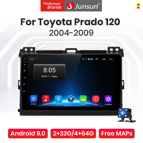 Junsun V1 Pro 4G + 64G Android 10,0 4G Автомобильный Радио мультимедийный плеер для Toyota Prado 120 2004-2009 GPS навигация no 2din dvd ► Фото 1/6