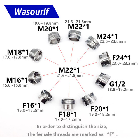 Адаптер WASOURLF M16 M20 M22, переходник с наружной резьбой M22, соединитель для душа, ванной, кухни, аксессуары, латунный материал, смеситель ► Фото 1/4