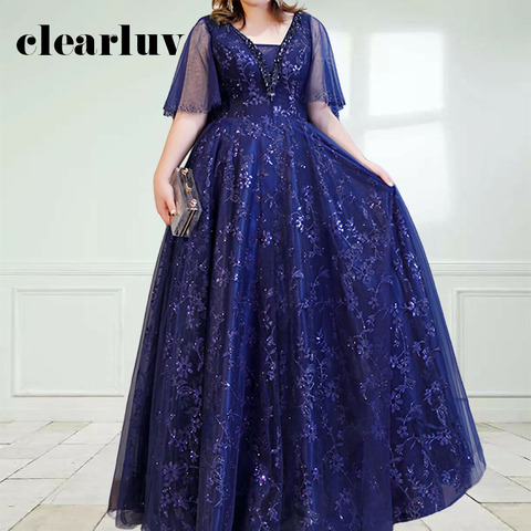 Женское вечернее платье с блестками, длинное синее платье с V-образным вырезом, модель DR1063 2022 ► Фото 1/6