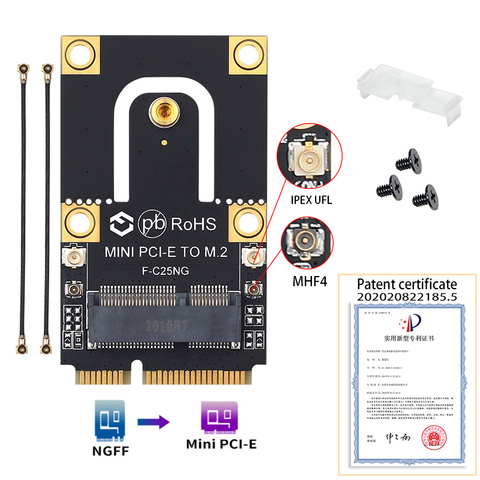 Адаптер NGFF M.2 для Mini PCI-E PCI Express, адаптер для Intel 9260 8265 7260 AC NGFF Wifi Bluetooth, беспроводная карта ► Фото 1/6