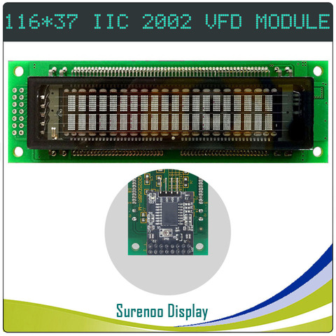 Стандартный размер 116*37 мм 2002 20X2 202, серийный IIC I2C VFD дисплей, фотоэкран для Arduino ► Фото 1/3