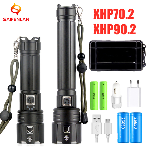 XHP90.2 XHP70.2 светодиодный фонарик, самый мощный фонарик 18650 26650 USB, фонарик, фонарь для охоты, ручсветильник онарь с USB-зарядкой ► Фото 1/6