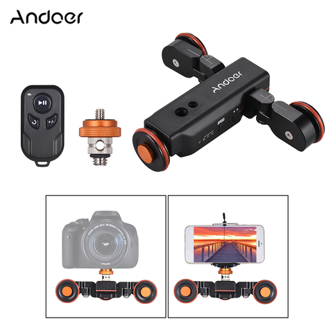 Andoer L4 PRO моторизованный беспроводной пульт дистанционного управления с электрической видеокамерой Dolly Track Slider Skater для Iphone Canon Sony DSLR камеры ► Фото 1/6