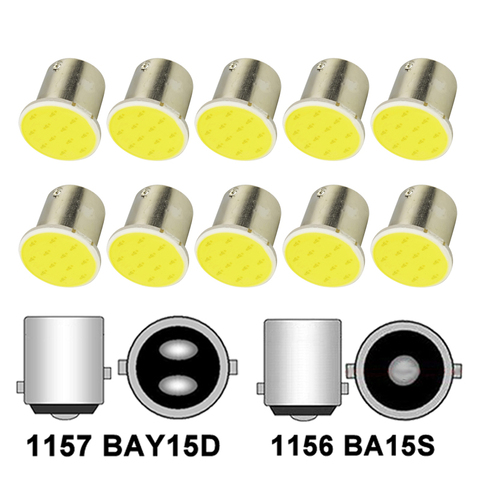 10 шт. 1156 Ba15s светодиодный COB лампы 1157 Bay15d COB светодиодный супер яркий автомобильный Поворотная сигнальная лампа 12V 7500K обратный задний габаритных фонарей ► Фото 1/6