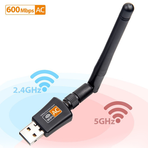 Двухдиапазонный беспроводной USB Wi-Fi адаптер 600 Мбит/с AC1200 Realtek 802.11AC ключ-заглушка Wlan 2,4 ГГц/5 ГГц Wi-Fi с антенной Windows Linux ► Фото 1/6