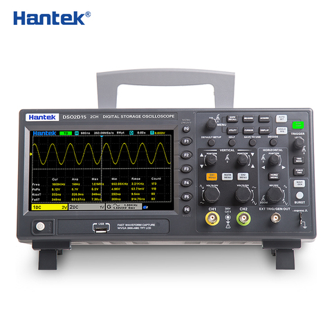 Цифровой осциллограф Hantek двухканальный экономичный осциллограф DSO2C10 100 МГц Пропускная способность ручной с источником сигнала ► Фото 1/6