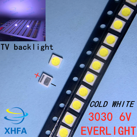 500 шт. EVERLIGHT SMD 3030 LED холодный белый Высокая мощность 1-2 Вт 6 в чип-2 ЖК Подсветка для телевизора ► Фото 1/6