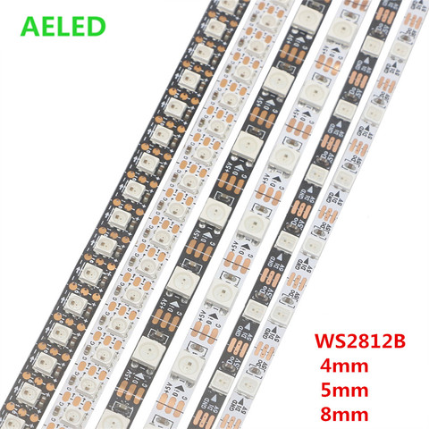 1 м 2 м WS2812B SMD3535/5050 RGB гибкая светодиодная лента 60/144 пикселей/светодиодов/м 4 мм/5 мм/8 мм PCB WS2812 индивидуальная Адресуемая Пиксельная лента ► Фото 1/6