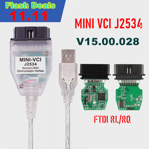 Мини VCI V15.00.028 FTDI FT232RL FT232RQ MINI-VCI J2534 для Toyota TIS Techstream OBD2 Диагностический интерфейс транспортного средства ► Фото 1/6