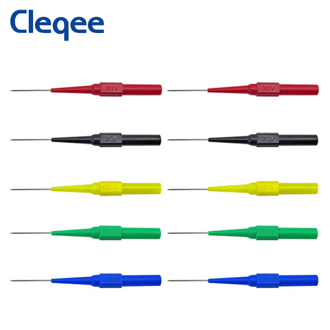 Cleqee P5007 10 шт. мультиметр тестовые зонды обратно зонды изоляция пирсинг иглы с 4 мм разъем Акупунктура автомобильный инструмент комплект 30 в ► Фото 1/6