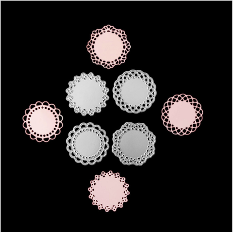 Металлический Трафаретный вырубной Штамп 4 шт./компл. мини Кружевная салфетка круг новый 2022 Скрапбукинг ремесло умирает режет бумага для изготовления открыток, искусственные поделки без отверстий, 48x48mm ► Фото 1/5