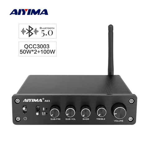 AIYIMA TPA3116 усилитель сабвуфера Аудио Bluetooth звуковой усилитель 2,1 50 Вт x2 + 100 Вт HiFi TPA3116D2 цифровой мощный домашний усилитель ► Фото 1/6