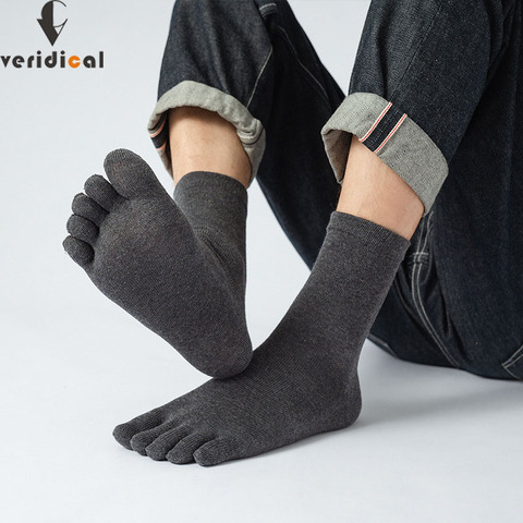 VERIDICAL 5 пар / лот, хлопковые носки с пятью пальцами для мужчин, однотонные дышащие брендовые носки Harajuku с пальцами, деловые мужские короткие носки ► Фото 1/6