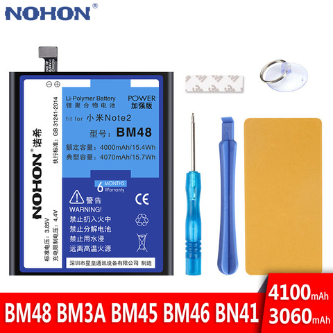 Аккумулятор NOHON для Xiaomi Mi Note 2 3 Redmi Note2 Note3 Note4 BM48 BM3A BM45 BM46 BN41, сменные батареи для телефона большой емкости ► Фото 1/6