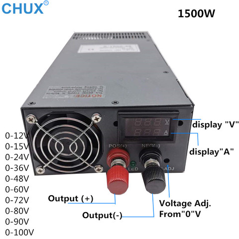CHUX 0-12 В 15 в 24 в 36 в 48 в 60 в 72 в 80 в 90 в 100 В AC DC светодиодный дисплей Импульсный источник питания 1000 Вт 1200 Вт 1500 Вт ► Фото 1/6