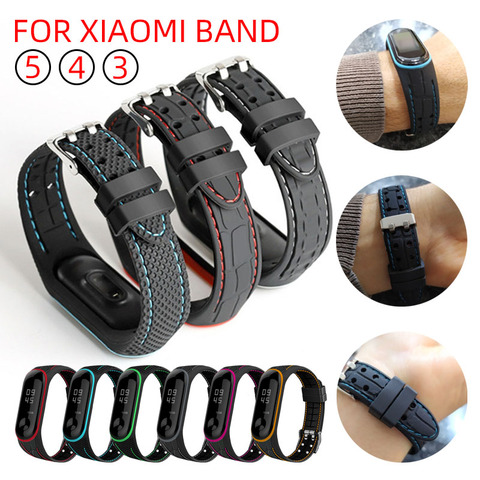 Браслет для Xiaomi Mi Band 3 4 5, спортивные часы, силиконовый ремешок на запястье для Xiaomi Mi Band 3 45, браслет для Mi Band 5 4 3 Band ► Фото 1/6