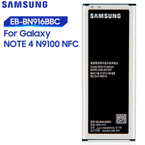 Оригинальный сменный аккумулятор Samsung для Galaxy NOTE4 N9100 N9106W N9108V N9109V NOTE 4 с NFC EB-BN916BBC 3000 мАч ► Фото 1/6