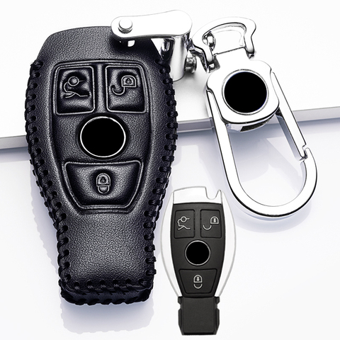 Кожаный чехол для ключей для Benz 2 и 3, аксессуары для Mercedes Benz W203 W210 W211 W124, Брелоки для ключей ► Фото 1/5