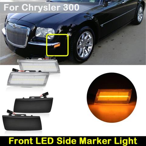 Для Chrysler 300 2005-2014 прозрачные или дымчатые линзы автомобильные передние желтые светодиодные боковые габаритные огни светильник поворота ► Фото 1/6
