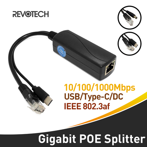 Гигабитный разделитель PoE IEEE 802.3af 10/100/1000 Мбит/с Micro USB/Тип-C/DC Мощность over Ethernet для IP Камера ► Фото 1/1