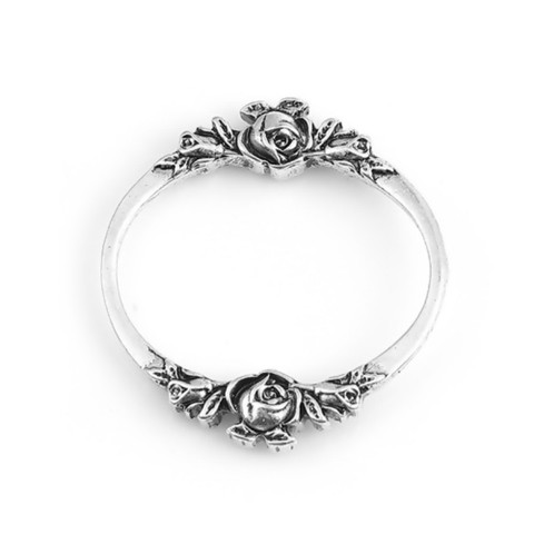 DoreenBeads модные соединители из сплава цинка Овальные Антикварные серебряные цвета розы цветок DIY Ювелирные изделия 30 мм x 28 мм, 2 шт. ► Фото 1/3