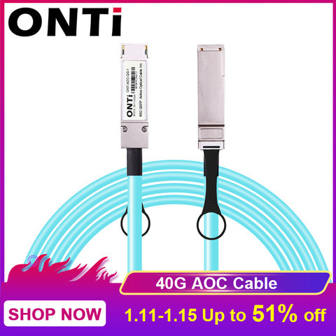 Оптоволоконный кабель ONTi 40G QSFP + к QSFP + AOC, 15-100 м, модуль MPO SFP OM3 OM4, активный оптический кабель с поддержкой длины под заказ ► Фото 1/5