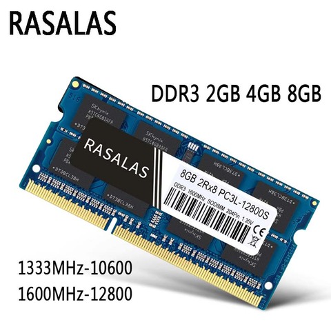 Оперативная память для ноутбука Rasalas, 8 ГБ, 4 Гб, ОЗУ DDR3, 1333 МГц, 1,35 в, 1,5 В, 204Pin, новая синяя память для ноутбука ► Фото 1/6